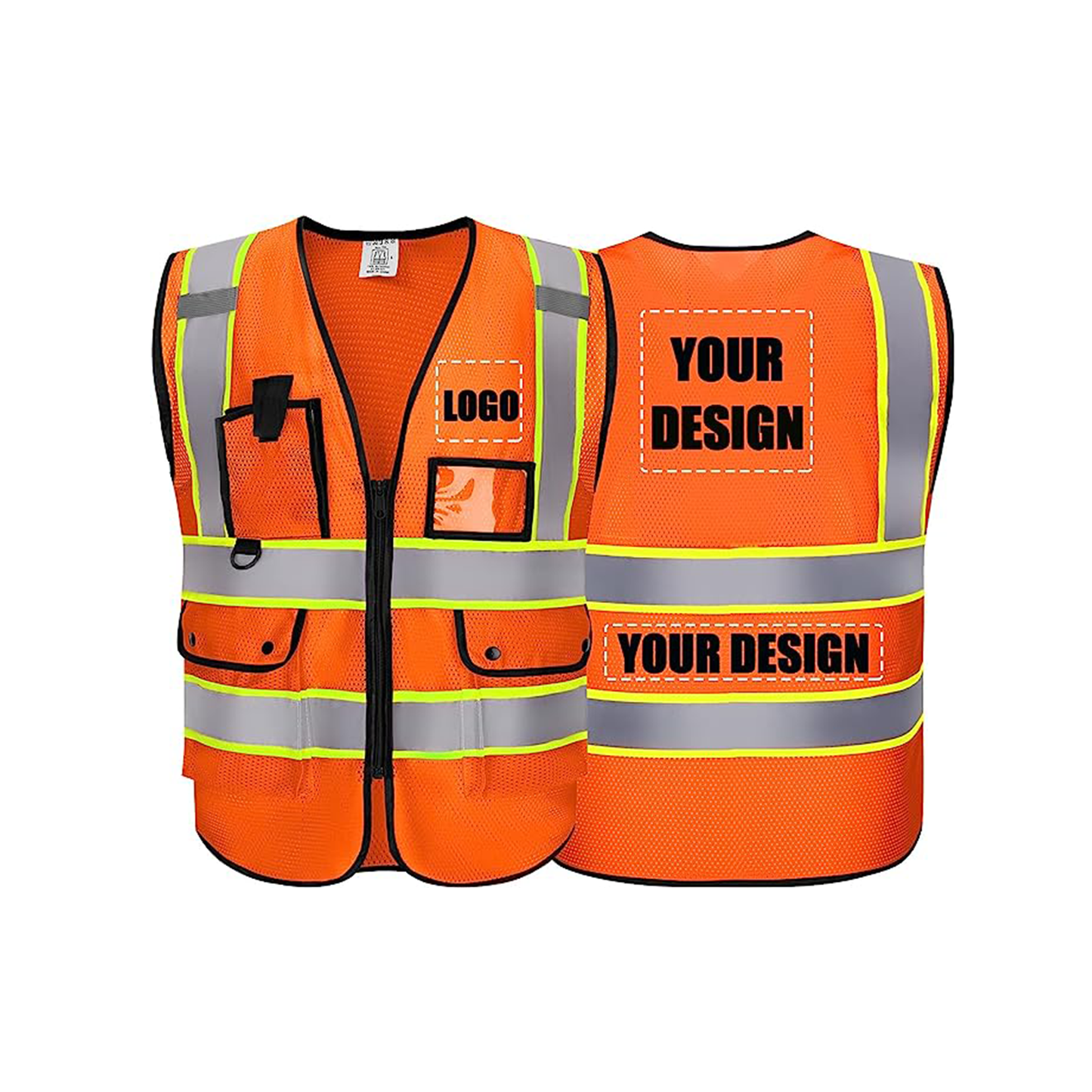 Mesh safety vest custom logo orange hi vis safety vest