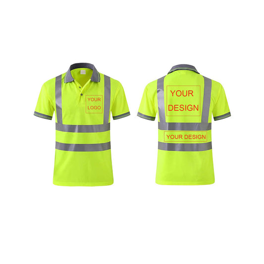 Custom hi vis polo shirts customize reflective polo shirts with logo S M L XL XXL Long and short Sleeve