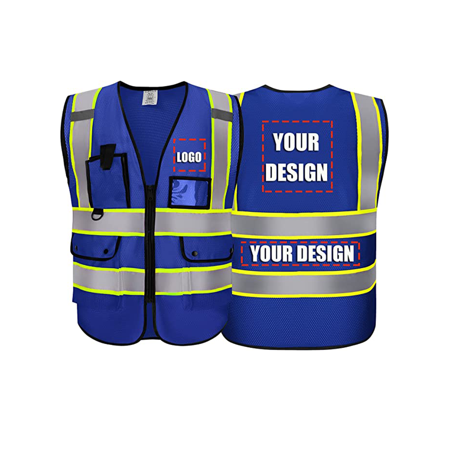 Mesh safety vest custom logo blue hi vis safety vest