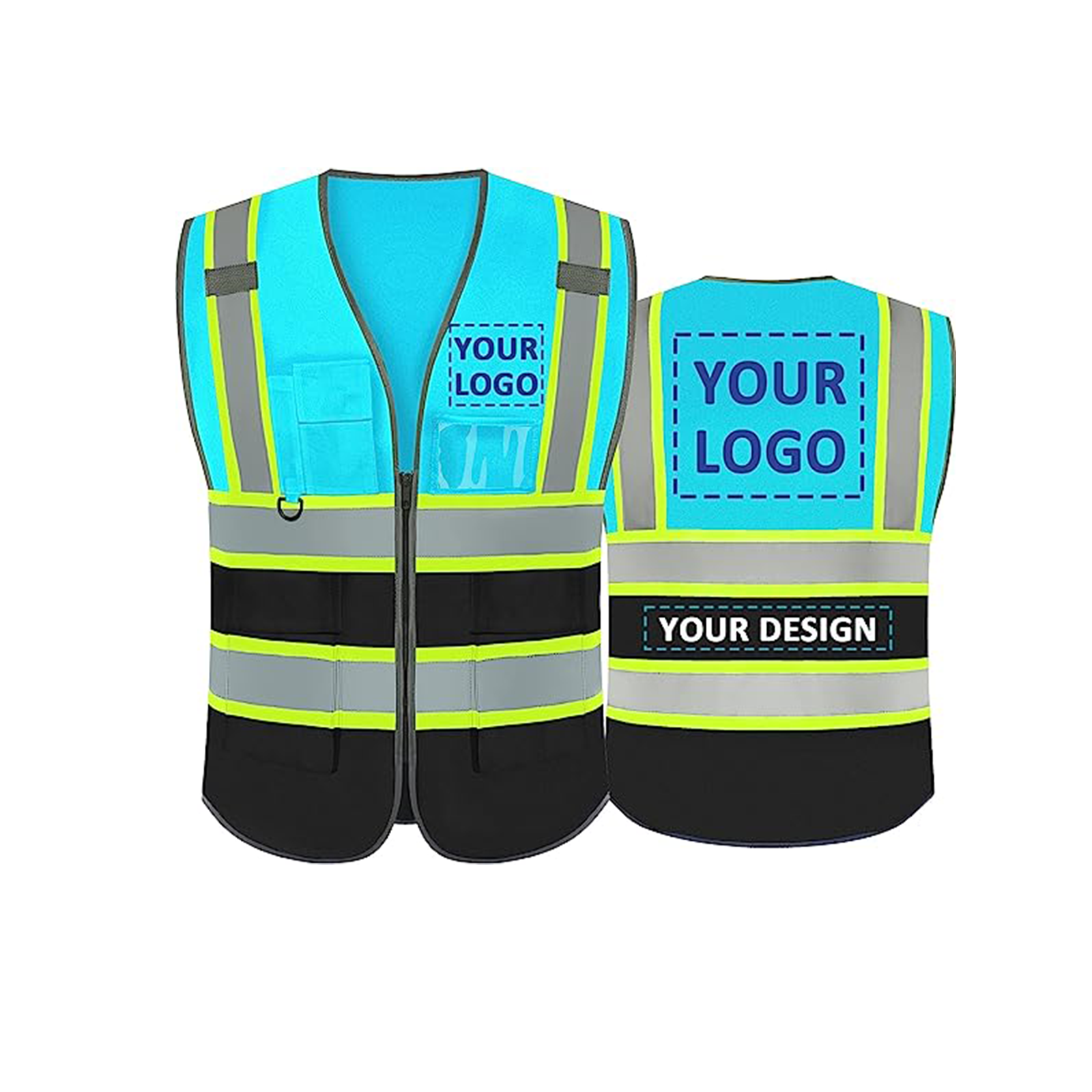 Custom blueblack safety vest customize hi vis vest reflective vest with logo