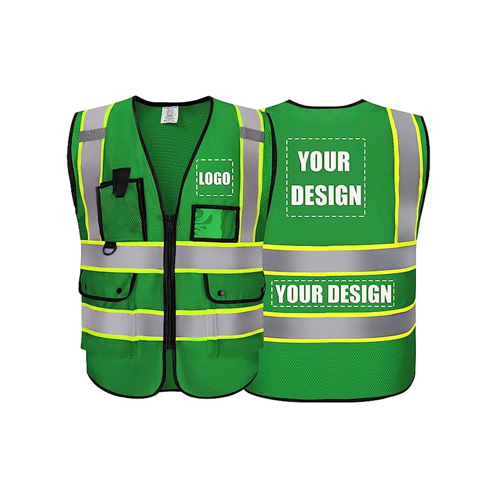 Mesh safety vest custom logo greenhi vis safety vest