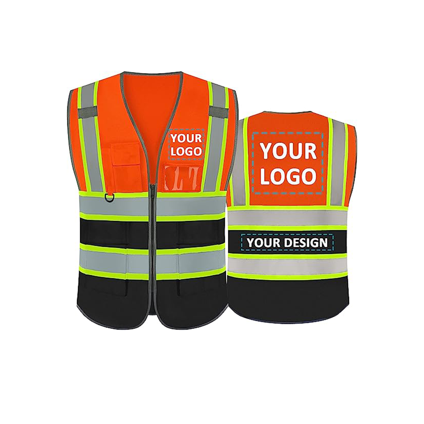 Custom orangeblack safety vest customize hi vis vest reflective vest with logo