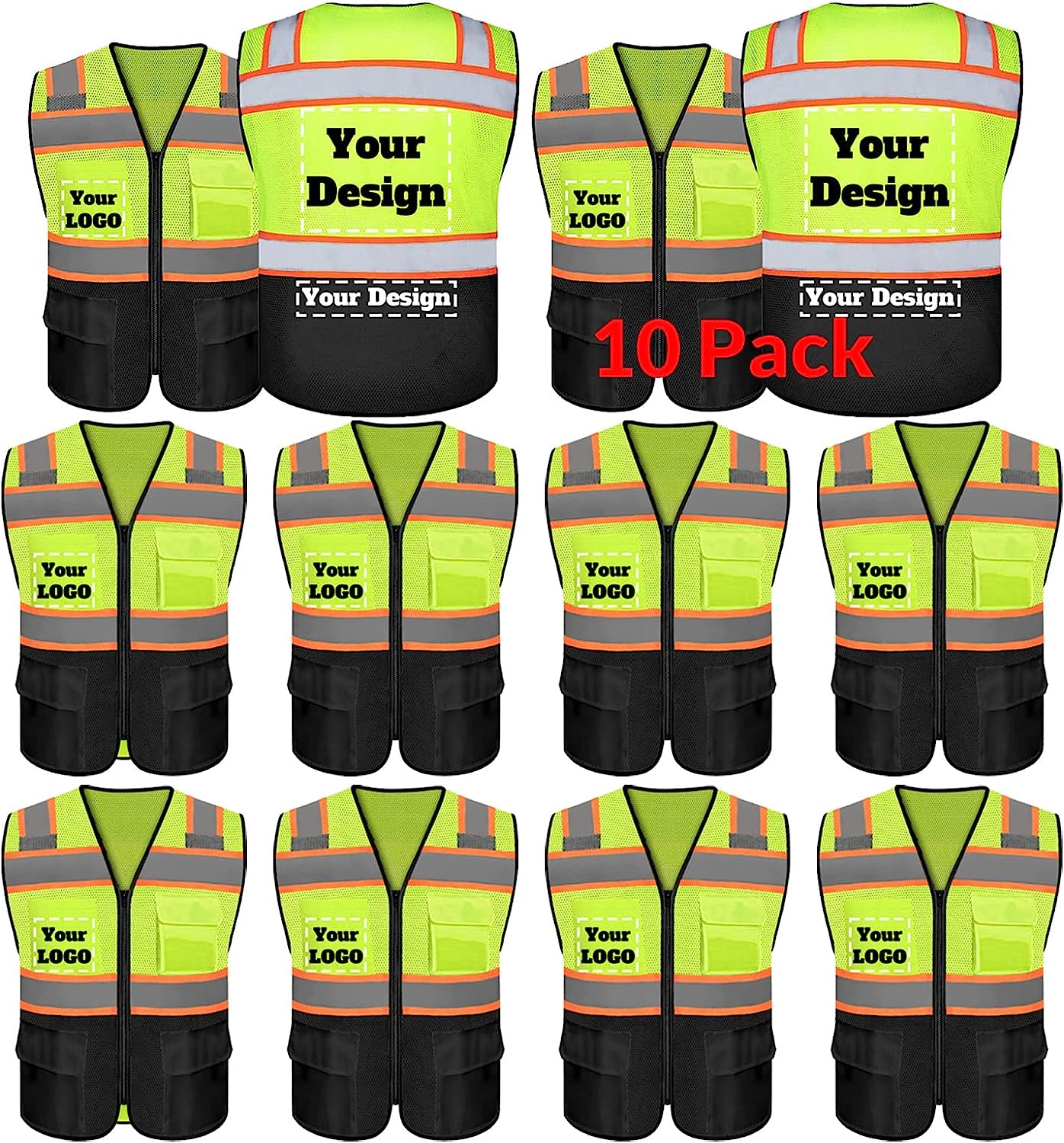 Custom Safety Vest Customize Hi Vis Vest Reflective Vest With Logo ...