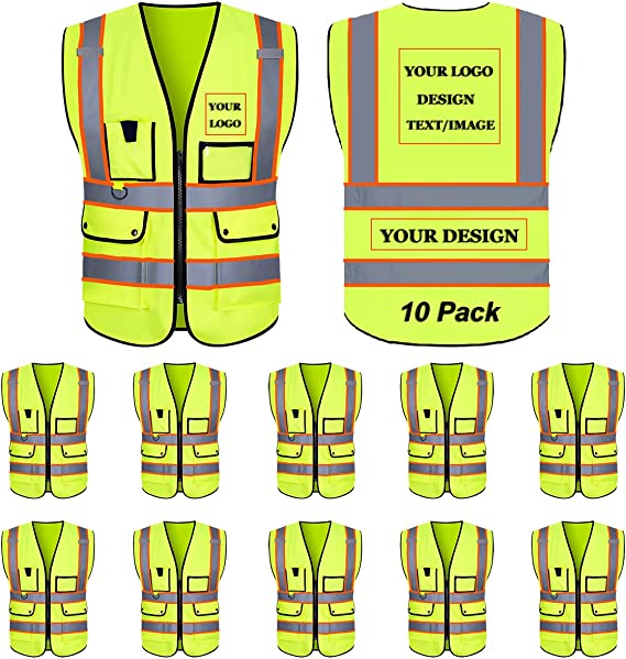 Custom safety vest customize hi vis vest reflective vest with logo yellow S M L XL XXL