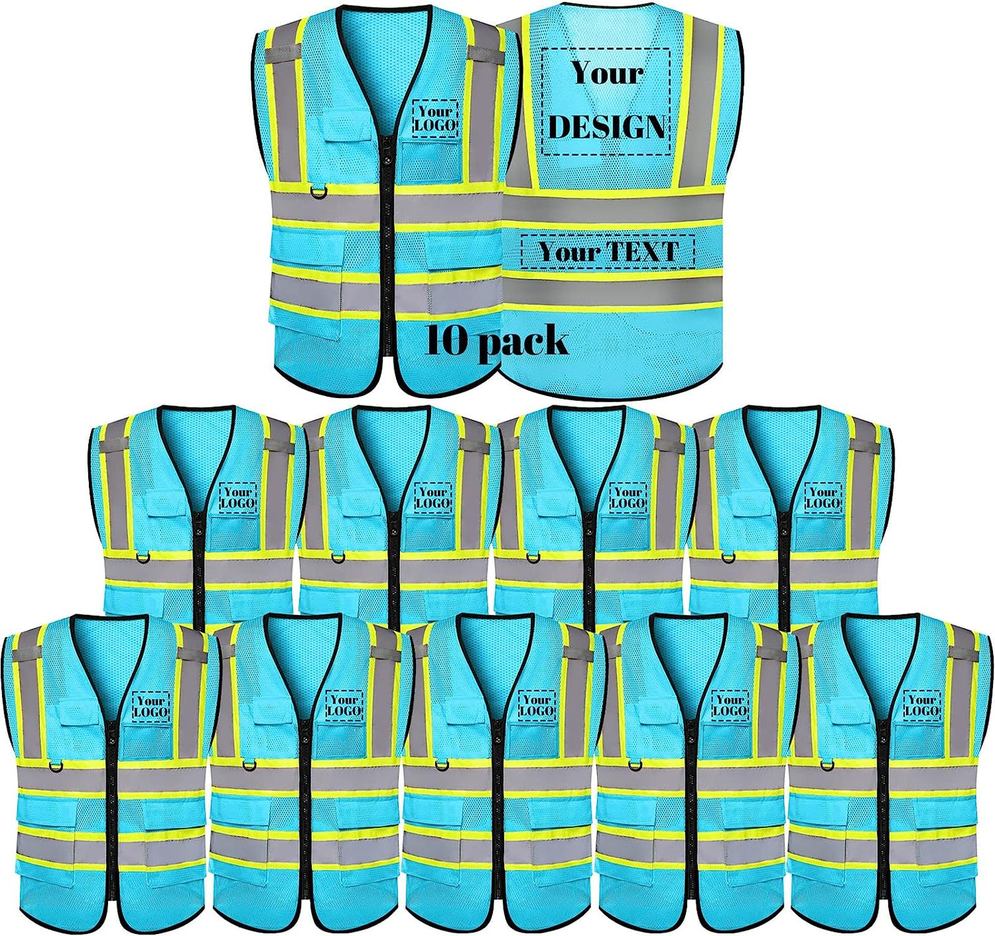 Orange Safety Vest Custom Logo Mesh High Visibility Vest Security Workwear Vest With Zipper Pocket