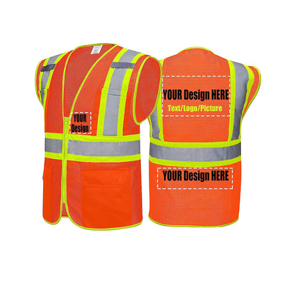 orange vests custom hi-vis safety vest with pockets refelctive vests  
