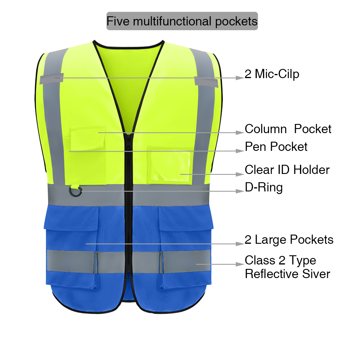 Custom safety vest customize hi vis vest reflective vest with logo yellow S M L XL XXL