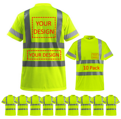Custom hi vis shirts customize reflective shirts with logo S M L XL XXL Long and short Sleeve