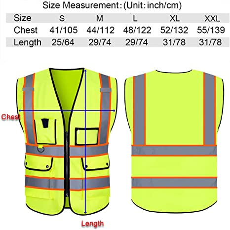 Custom safety vest customize hi vis vest reflective vest with logo yellow S M L XL XXL