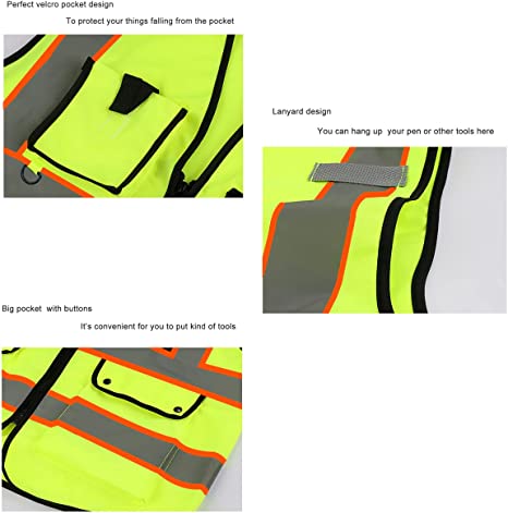 Custom safety vest customize hi vis vest reflective vest with logo yellow S M L XL XXL