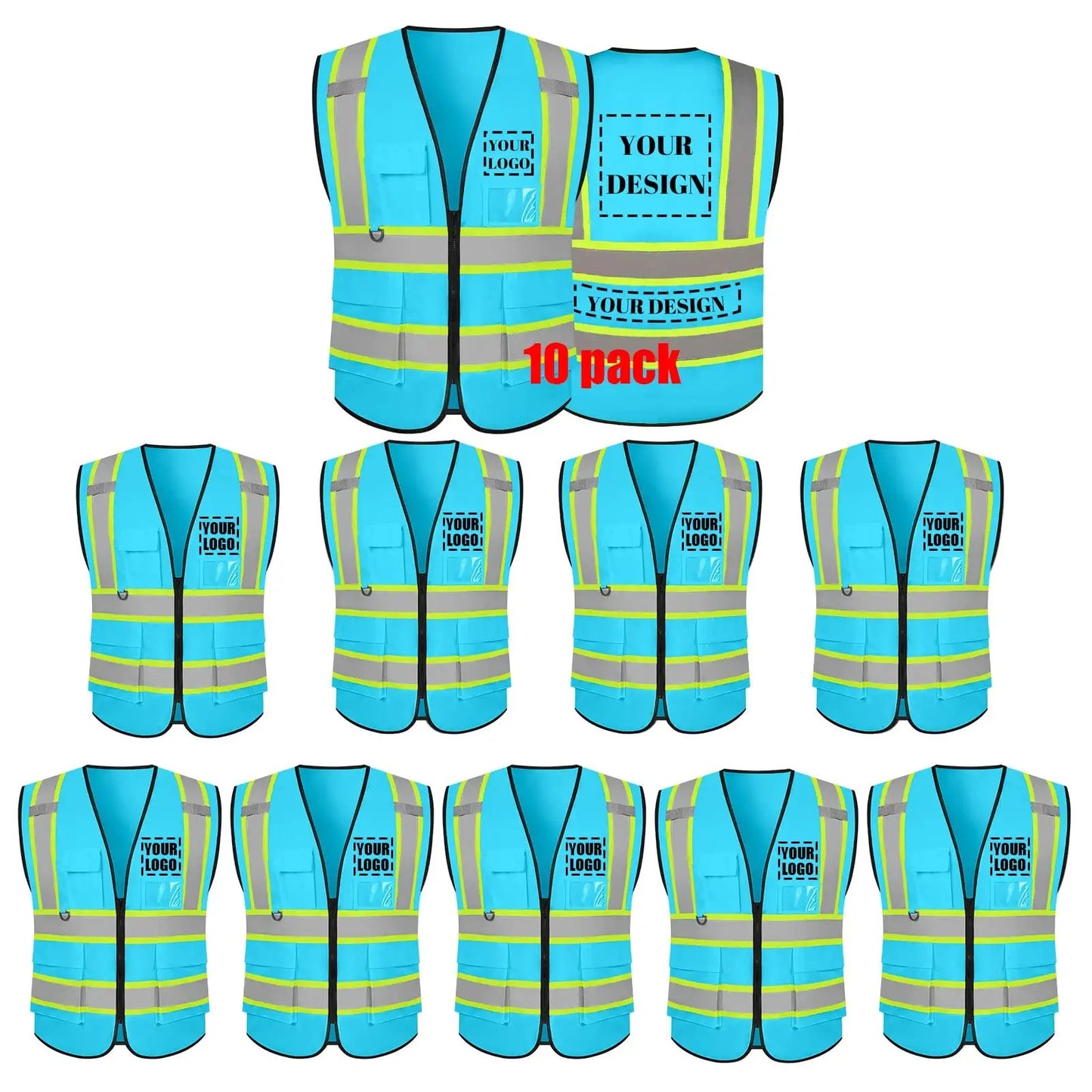 Custom safety vest customize hi vis vest reflective vest with logo blue S M L XL XXL