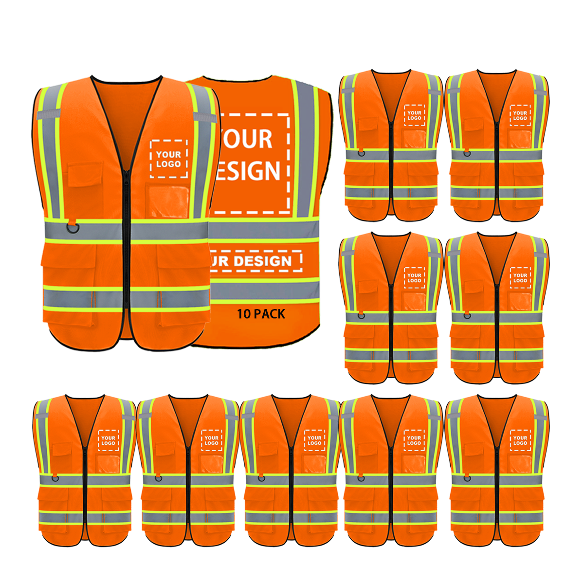 orange high visibility vest personalised logo for woman