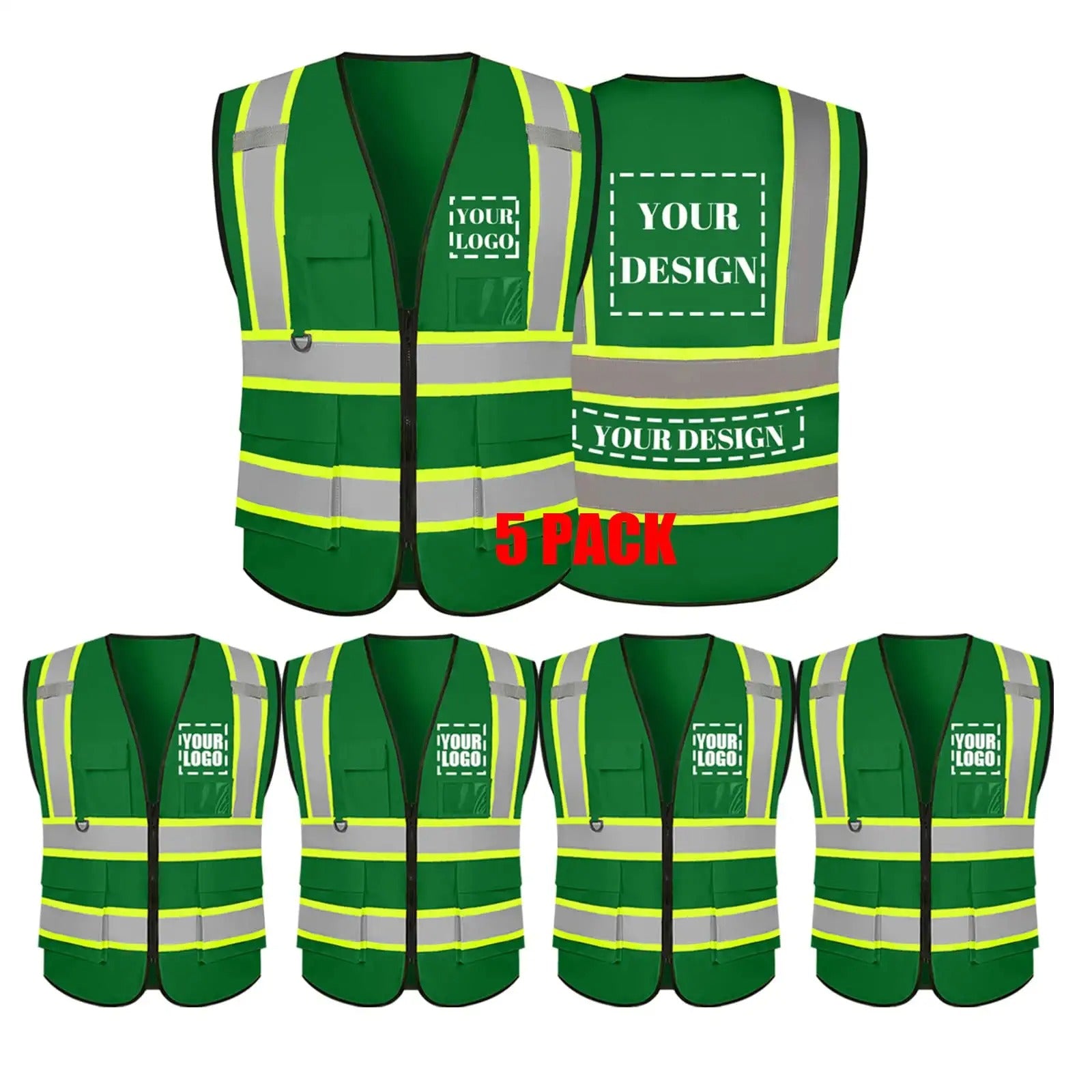 Custom safety vest customize hi vis vest reflective vest with logo green S M L XL XXL