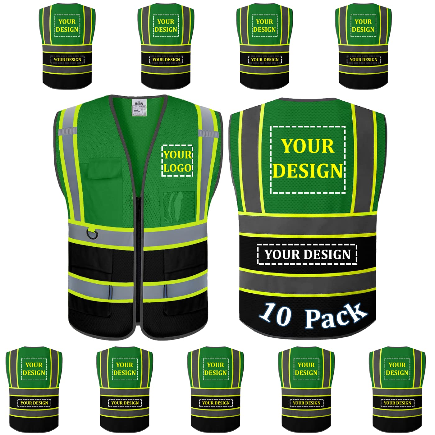 Designer Green/black Reflective Vests - Nairobi Safety Shop
