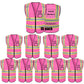 Custom Logo Reflective Safety Vest with 5 Pockets and Zipper Class 2 High Visibility Vest Work Safety Vest(Free Printed,No MOQ.)
