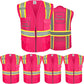 Custom Logo Safety Vest, Reflective Safety Vest, Class 2 ANSI with 5 Pockets Zipper High Visibility Construction Uniform